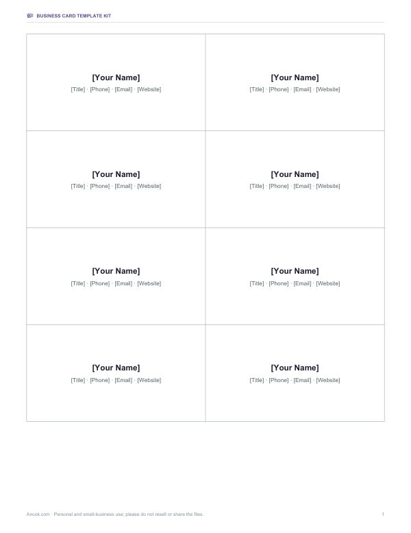 Preview of 10-Up Rounded Corners Business Card Template